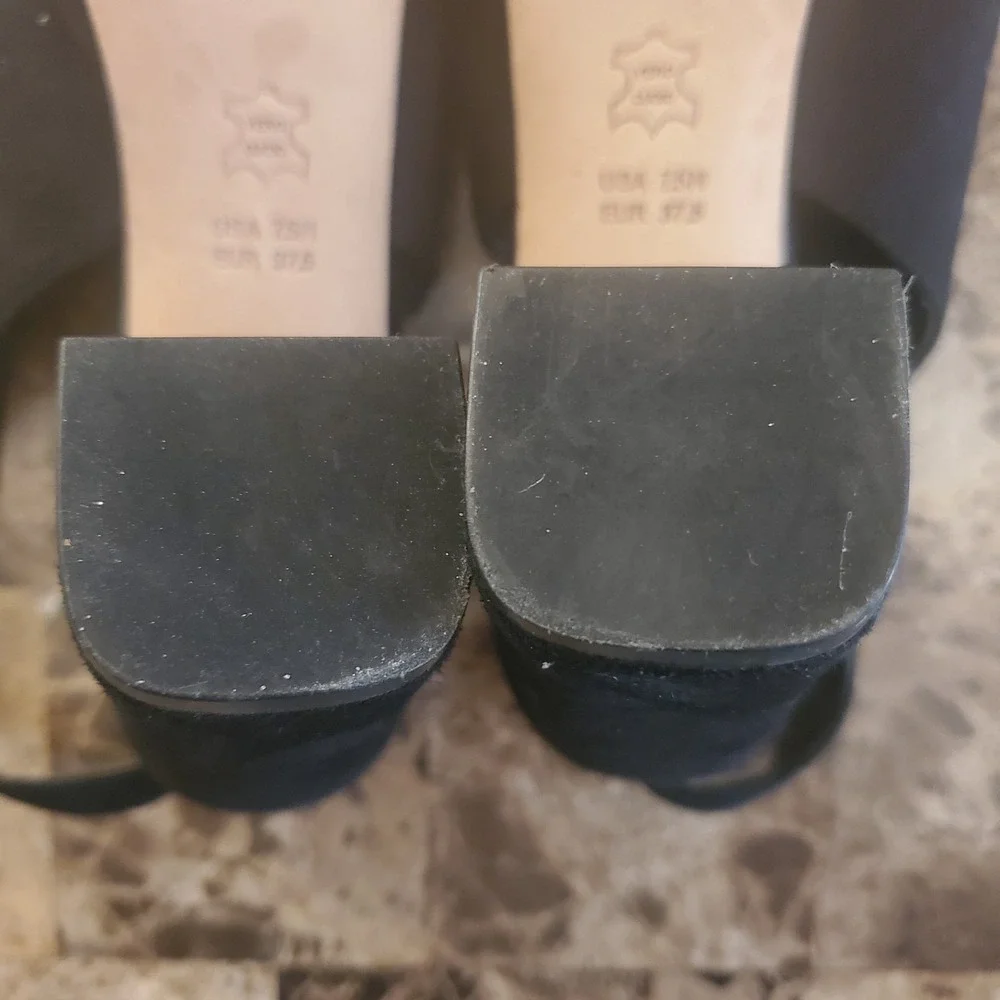VIA SPIGA Suede Platform CrossStrap Slngbk Sandal Heels 7.5M Black Y2K going out
